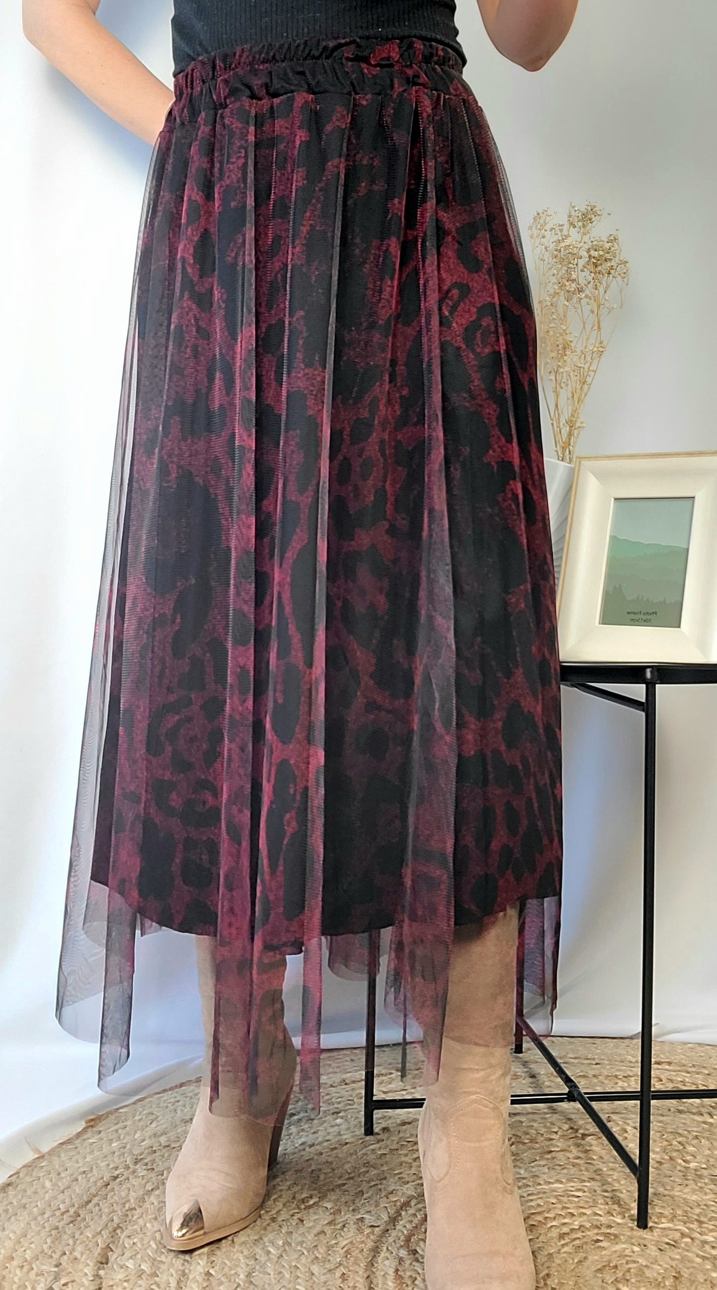 Jupe MILA en tulle bordeaux