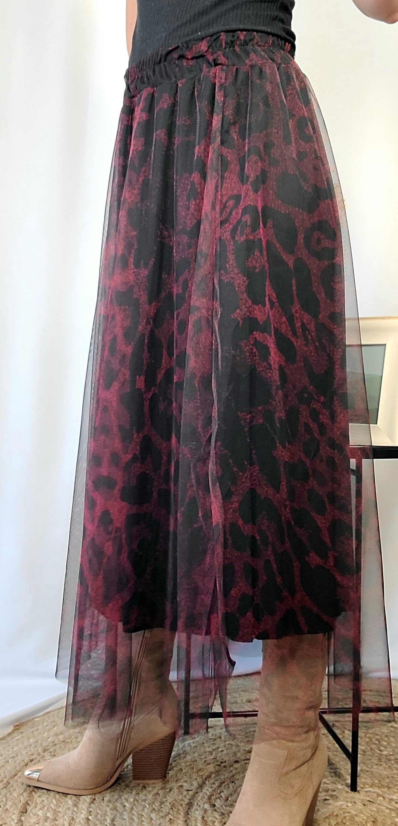 Jupe MILA en tulle bordeaux