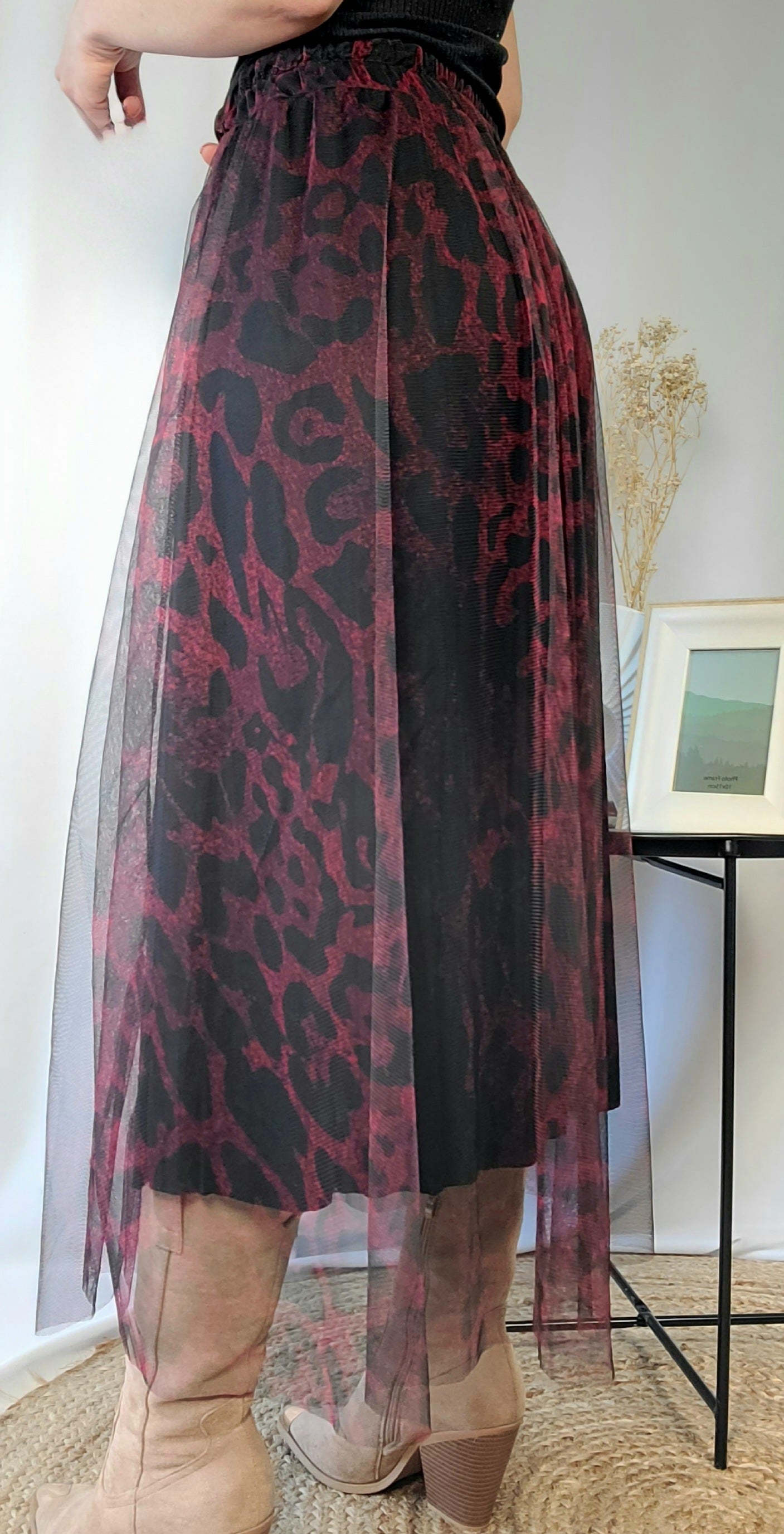 Jupe MILA en tulle bordeaux