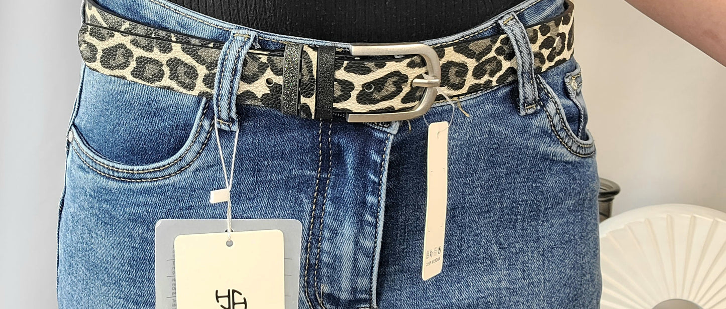 Ceinture LIFE léopard avec triples passants pailletés