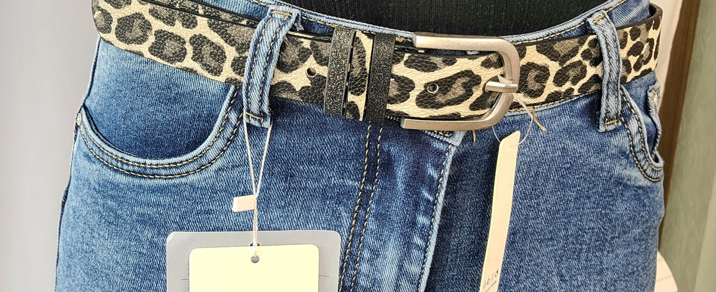 Ceinture LIFE léopard avec triples passants pailletés