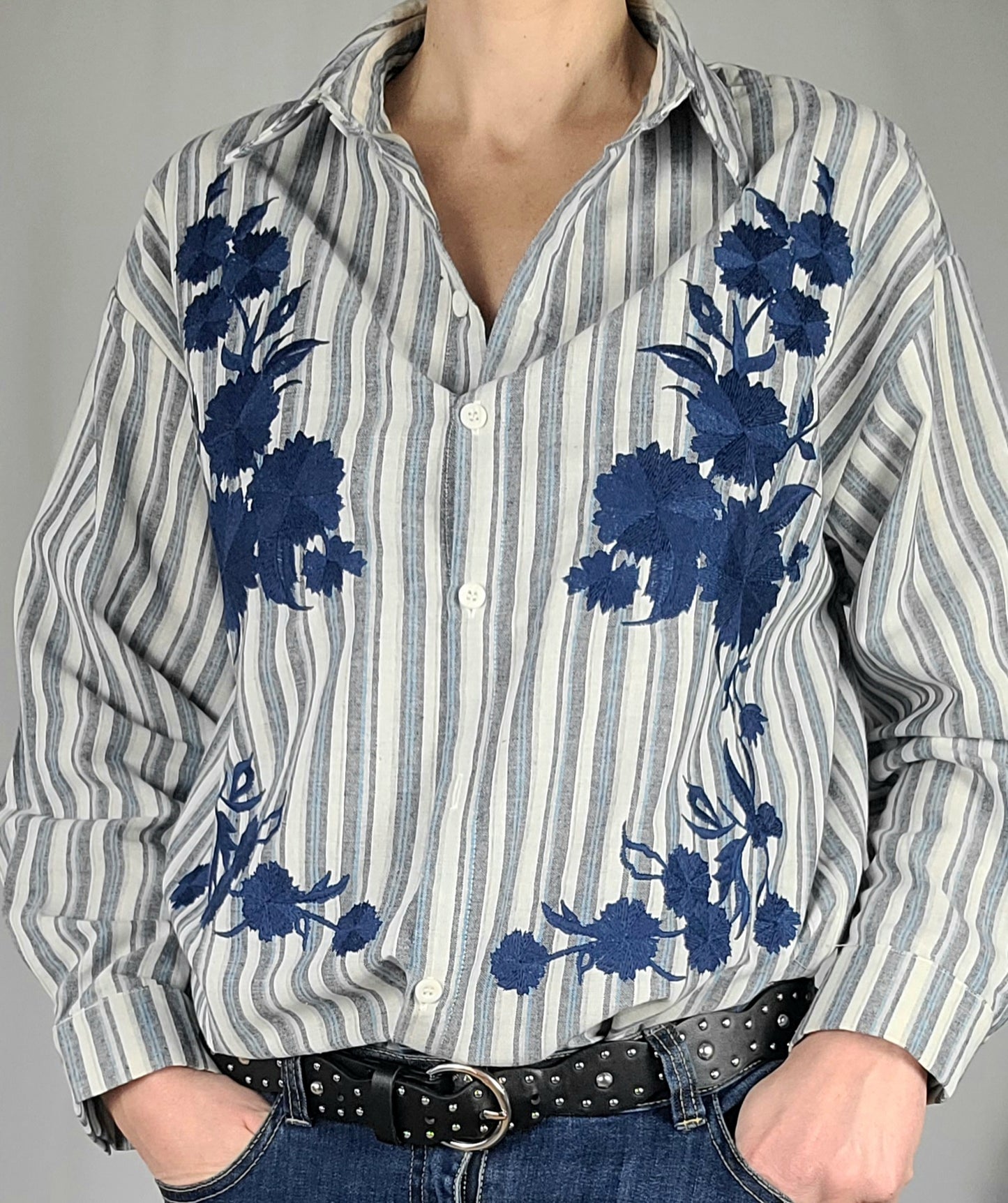 Chemise MOON rayée brodée