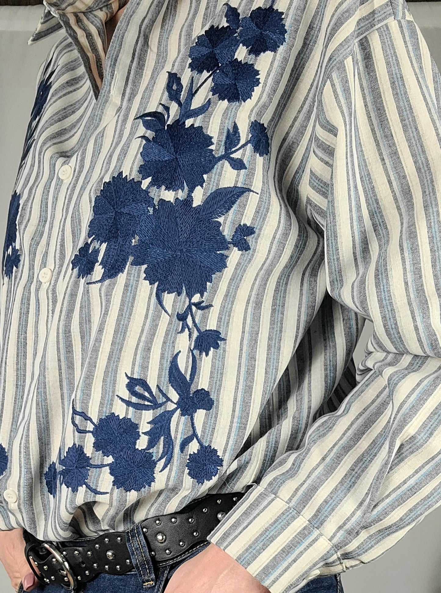Chemise MOON rayée brodée
