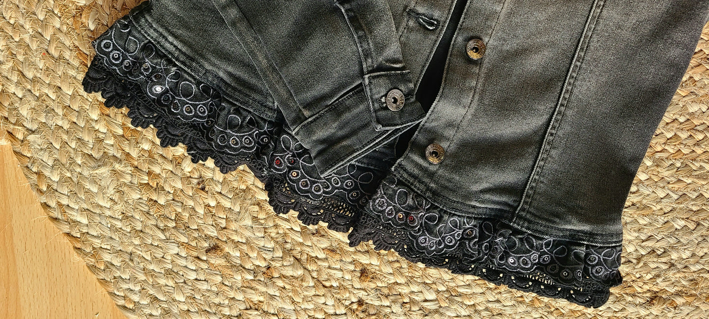 Veste en jean CLAUDINE col brodé