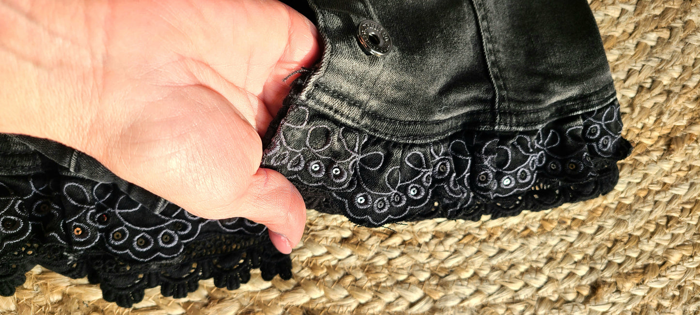 Veste en jean CLAUDINE col brodé