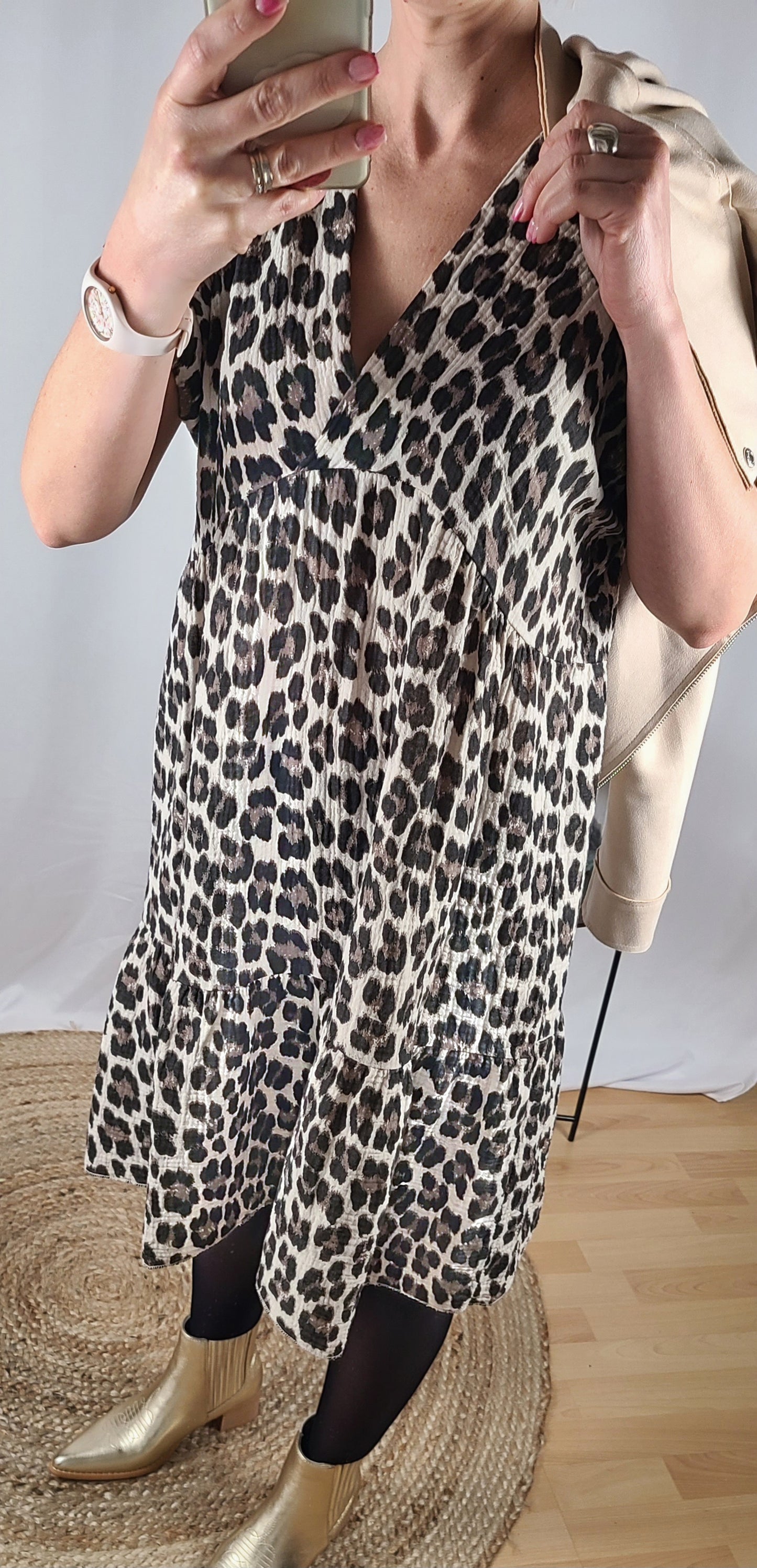 Robe ALAN léopard en gaze de coton