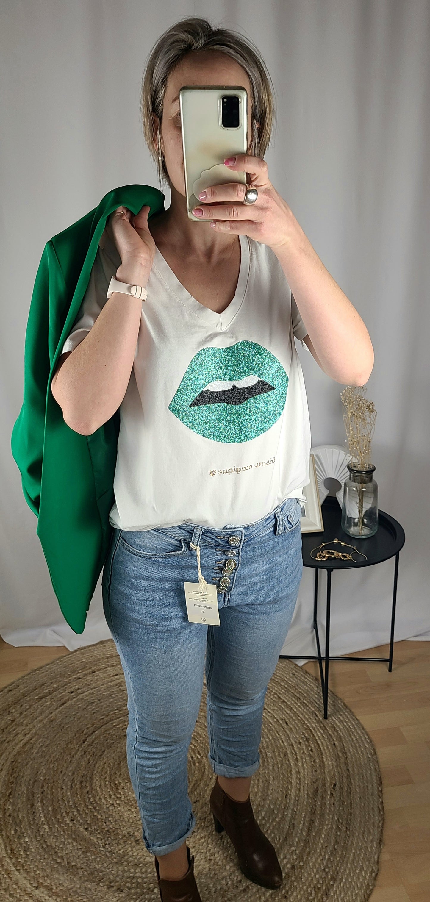 T-Shirt ELEA, bouche et paillettes