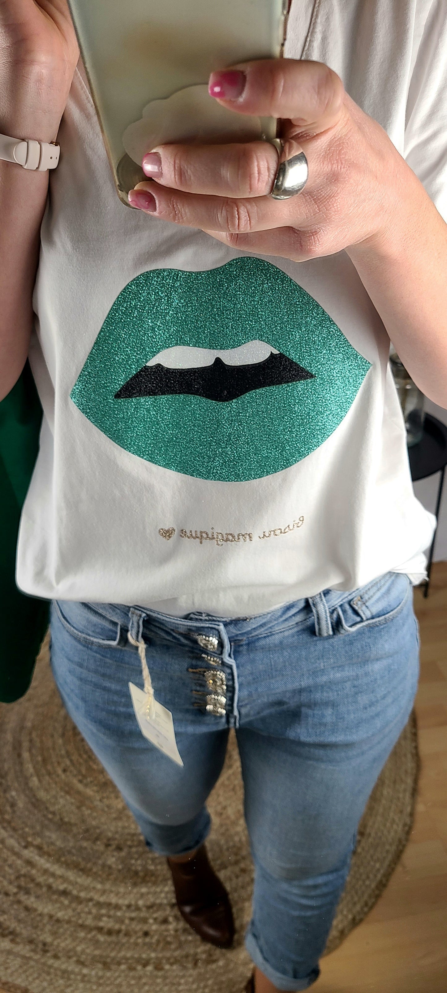 T-Shirt ELEA, bouche et paillettes