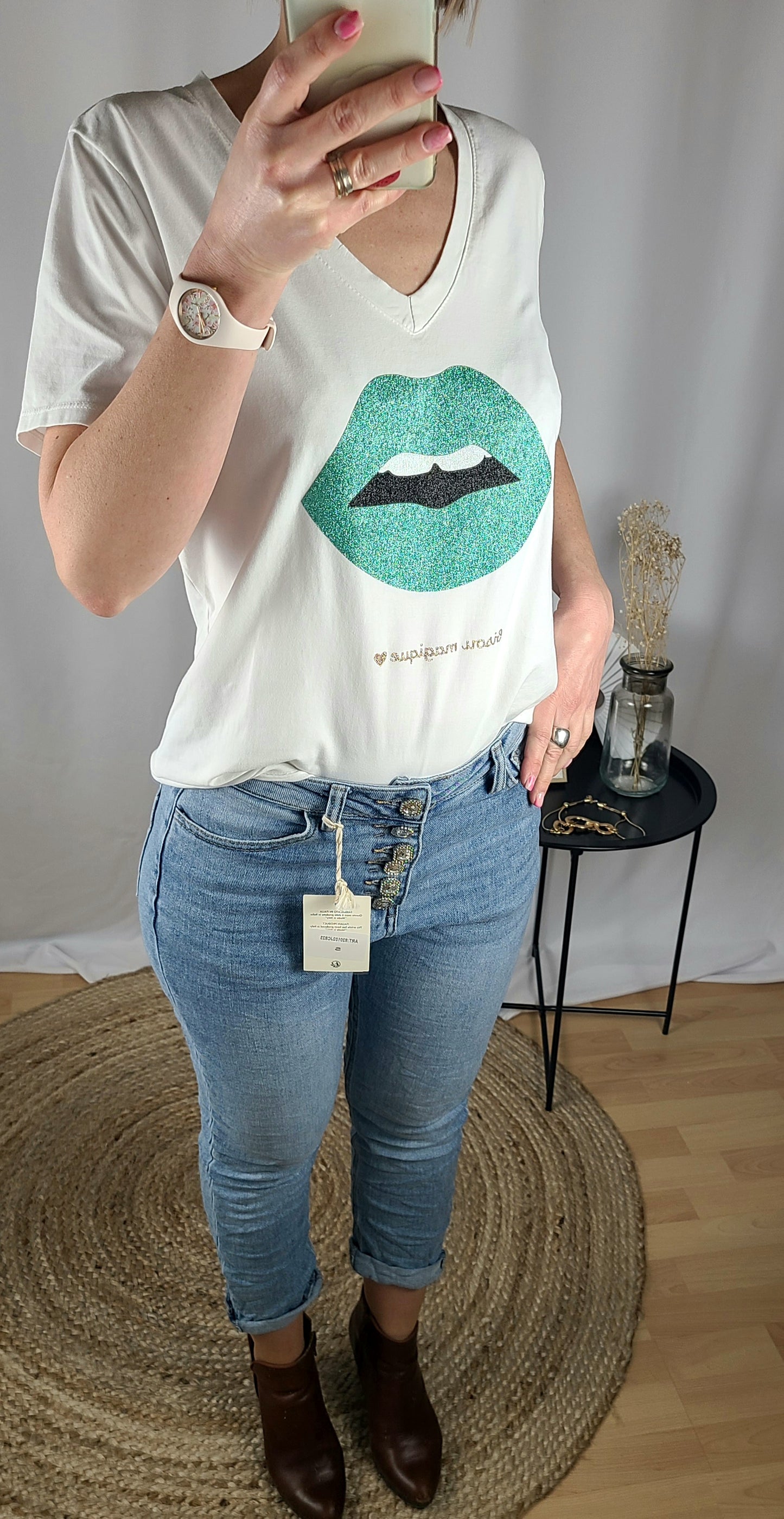 T-Shirt ELEA, bouche et paillettes