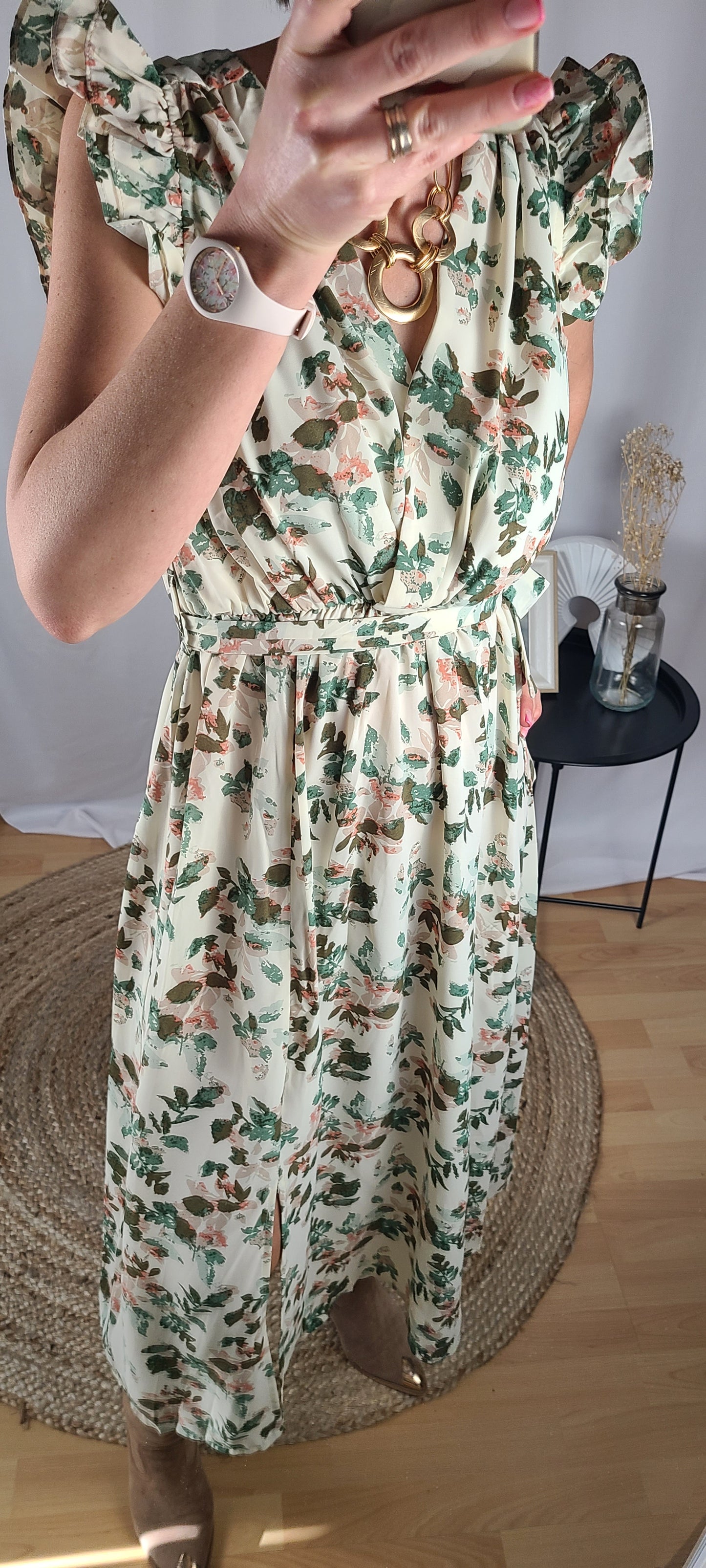 Robe AMANDINE mi-longue à fleurs