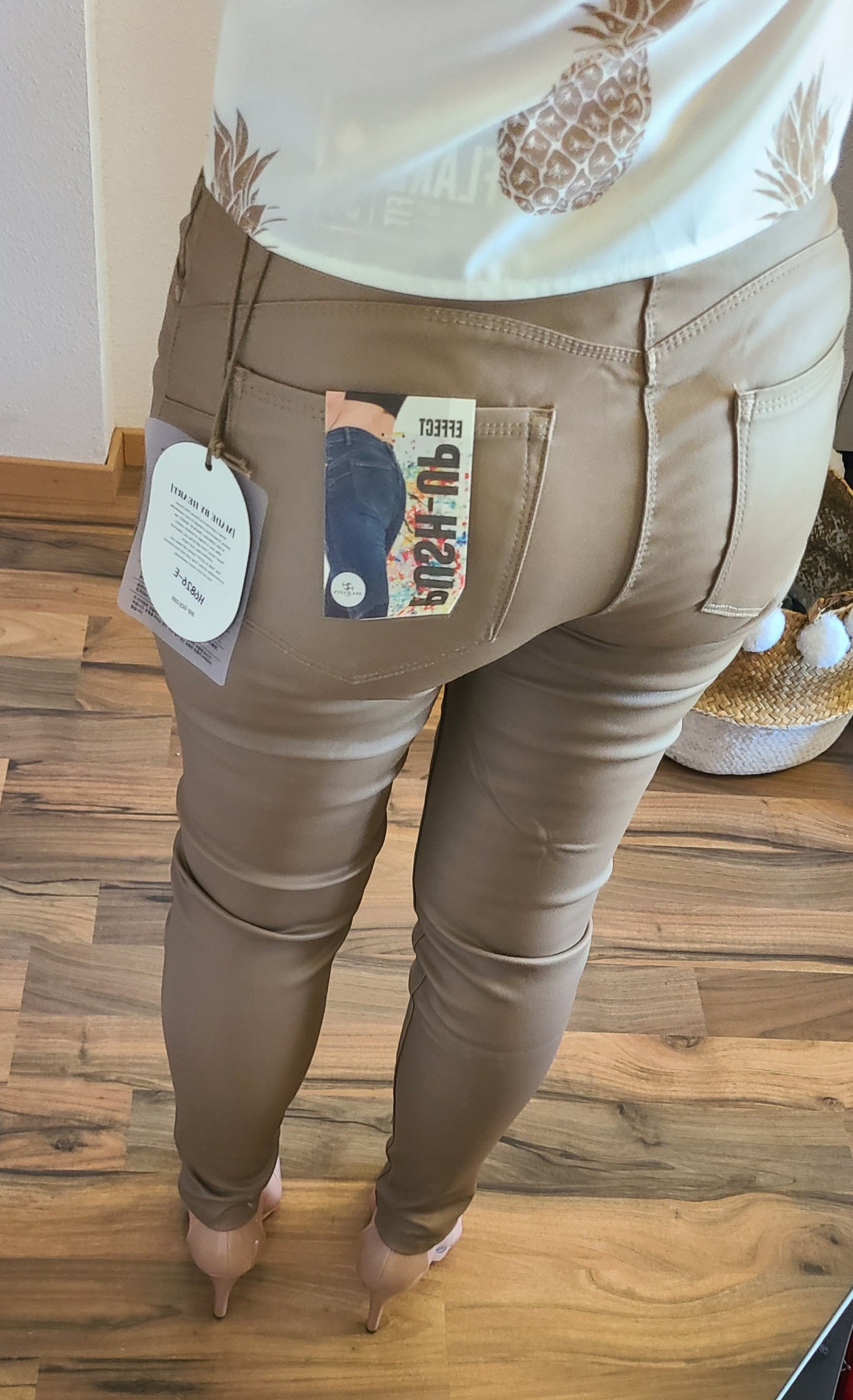 Pantalon CALIE slim enduit Push-up