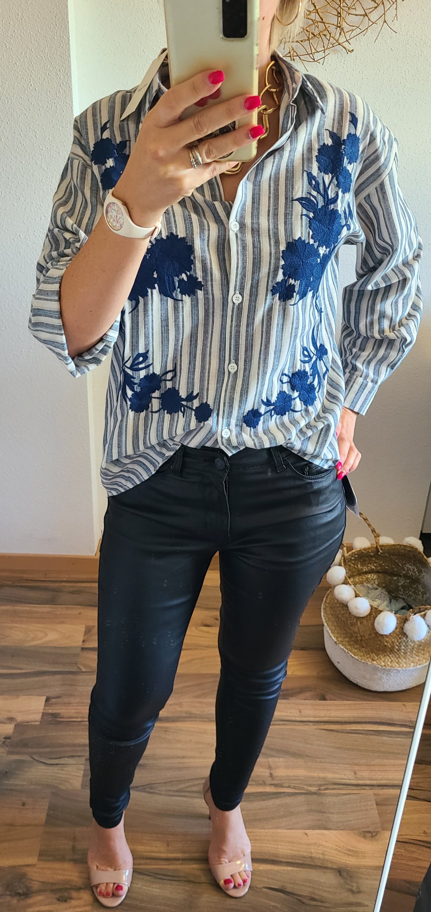Chemise MOON rayée brodée, Oversize