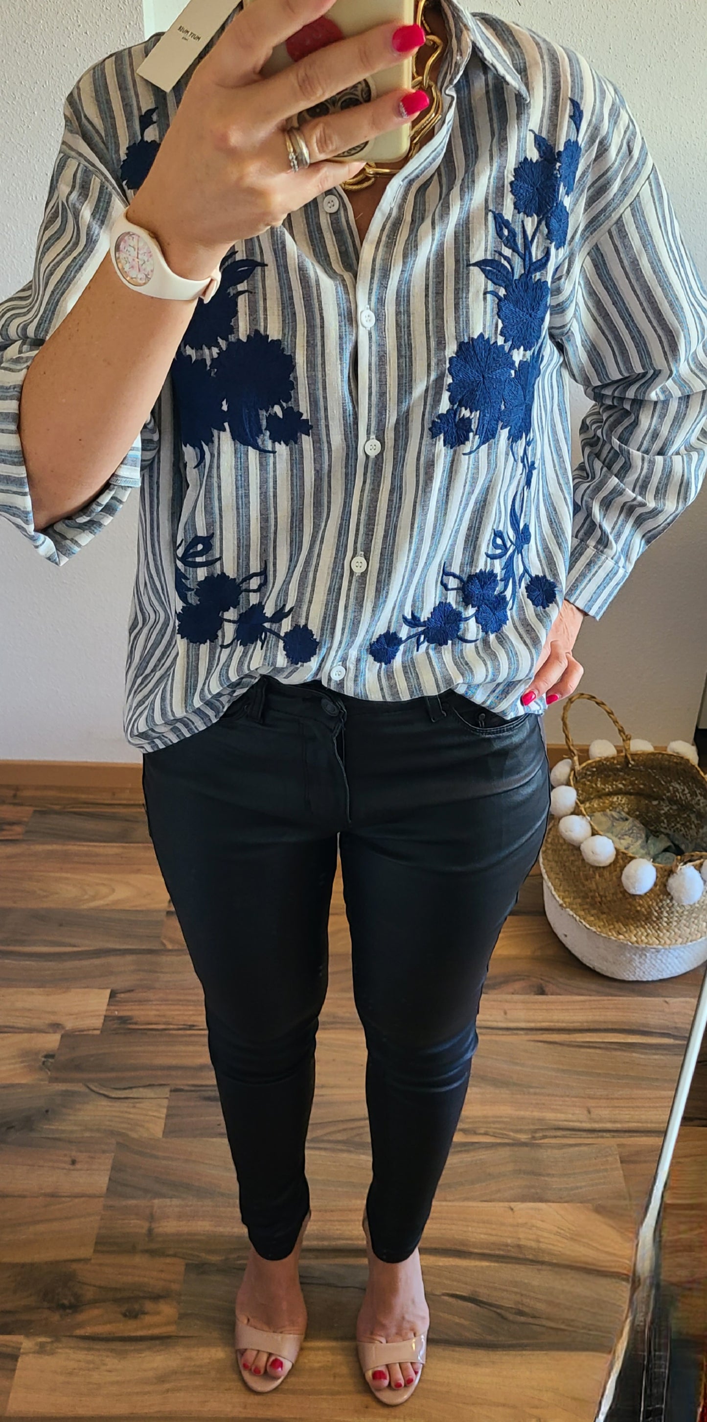 Chemise MOON rayée brodée, Oversize