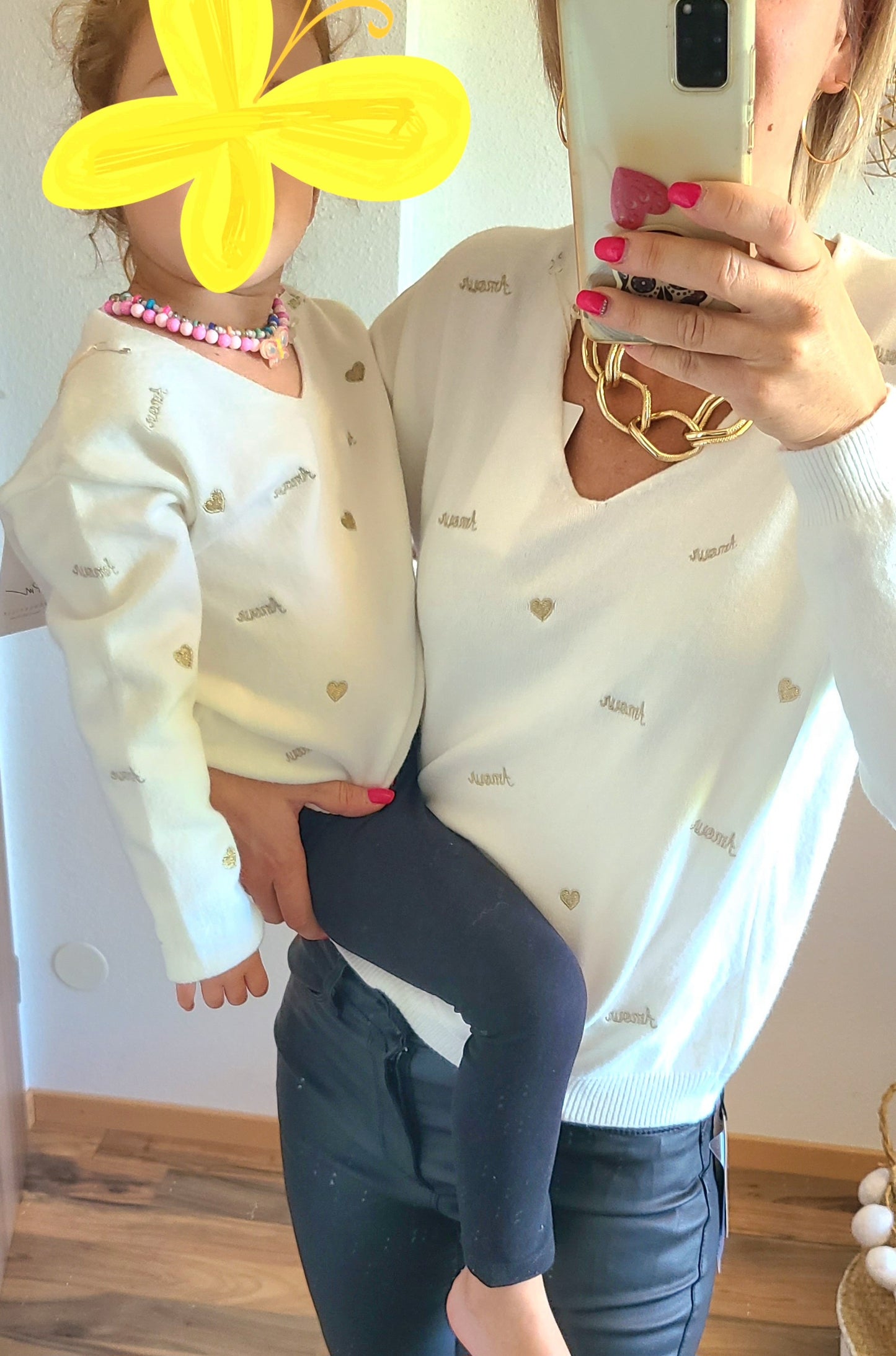 Pull CHIPIE "Maman" en maille avec broderie