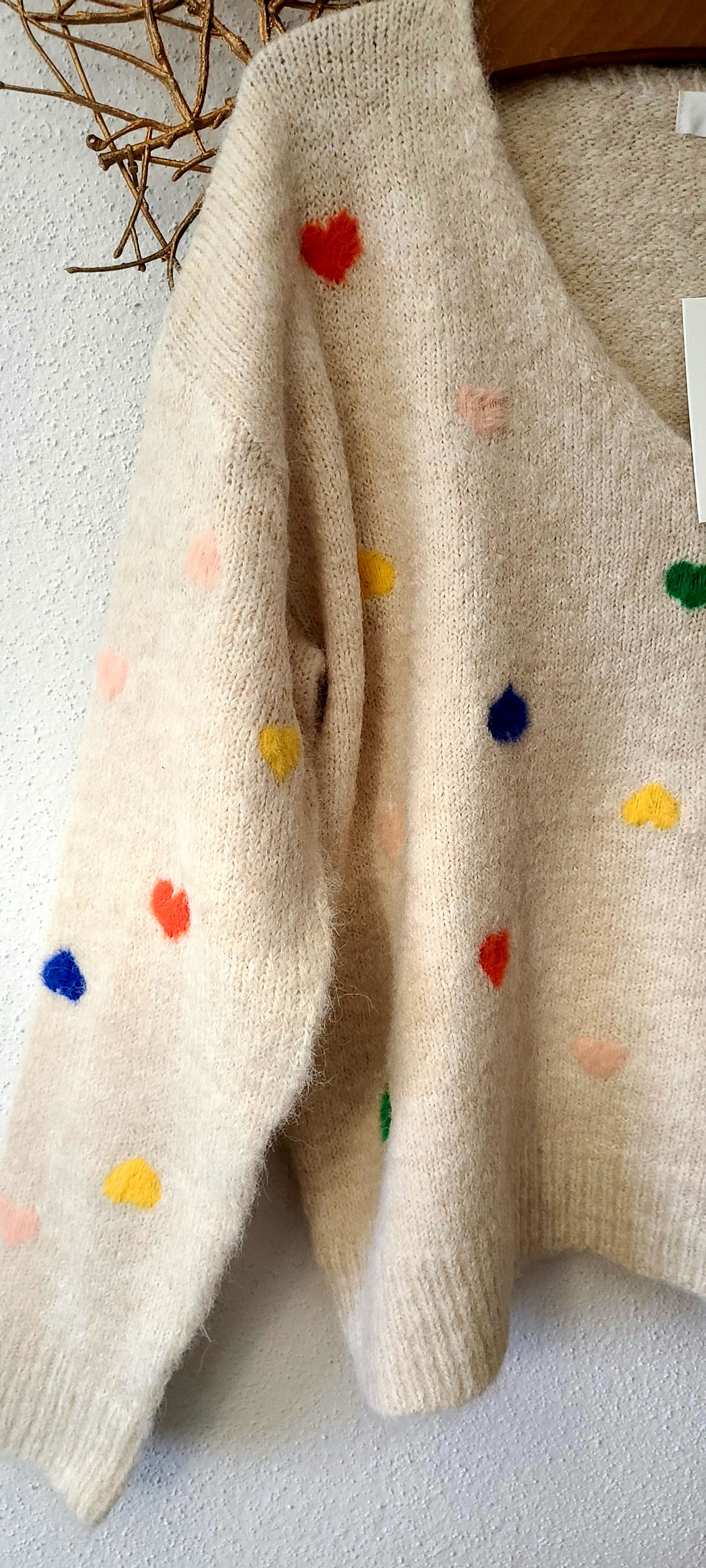 Pull COLORED à col en V avec motif cœur