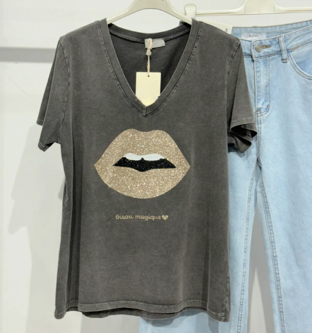 T-Shirt ELEA, bouche et paillettes
