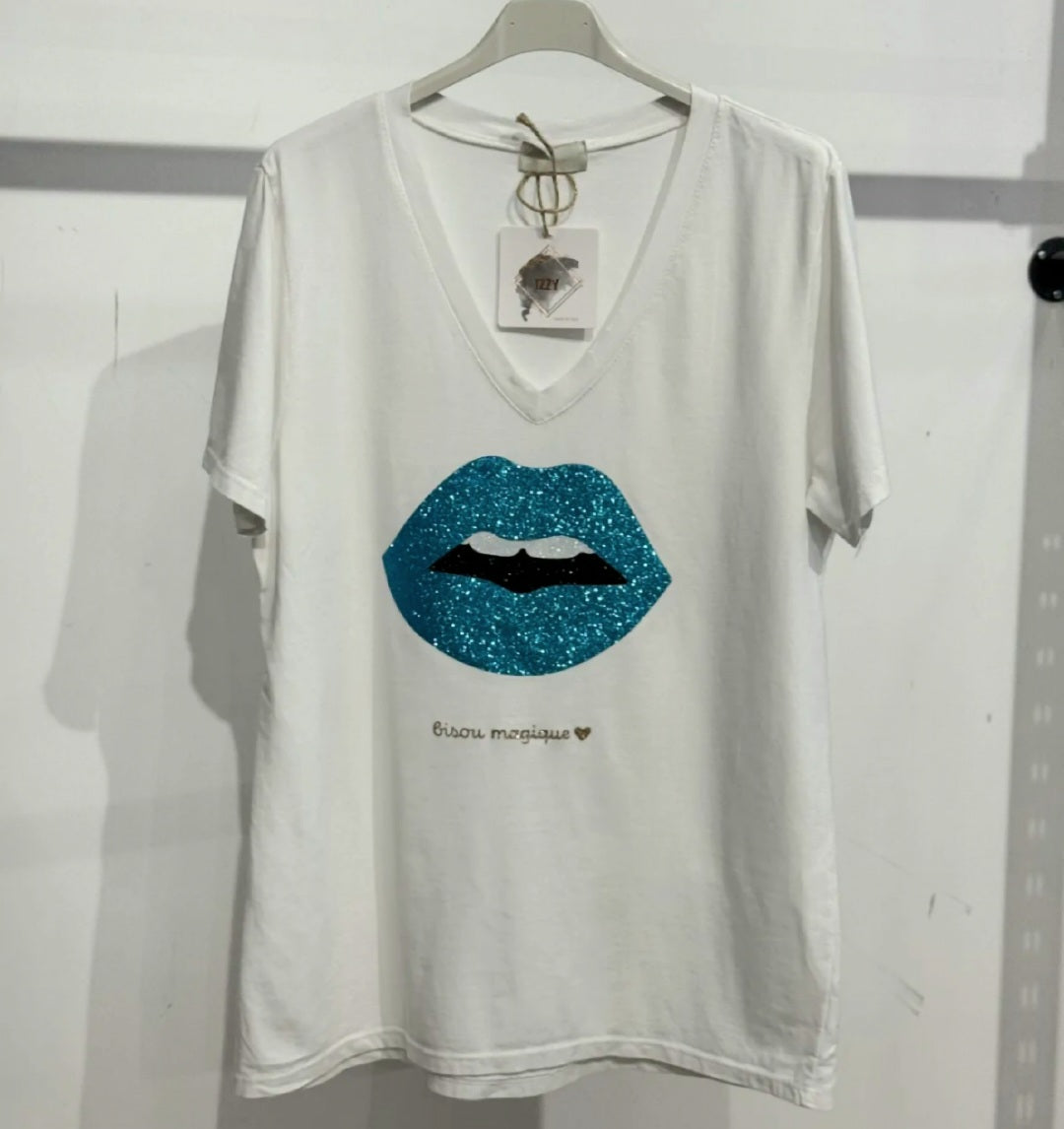 T-Shirt ELEA, bouche et paillettes