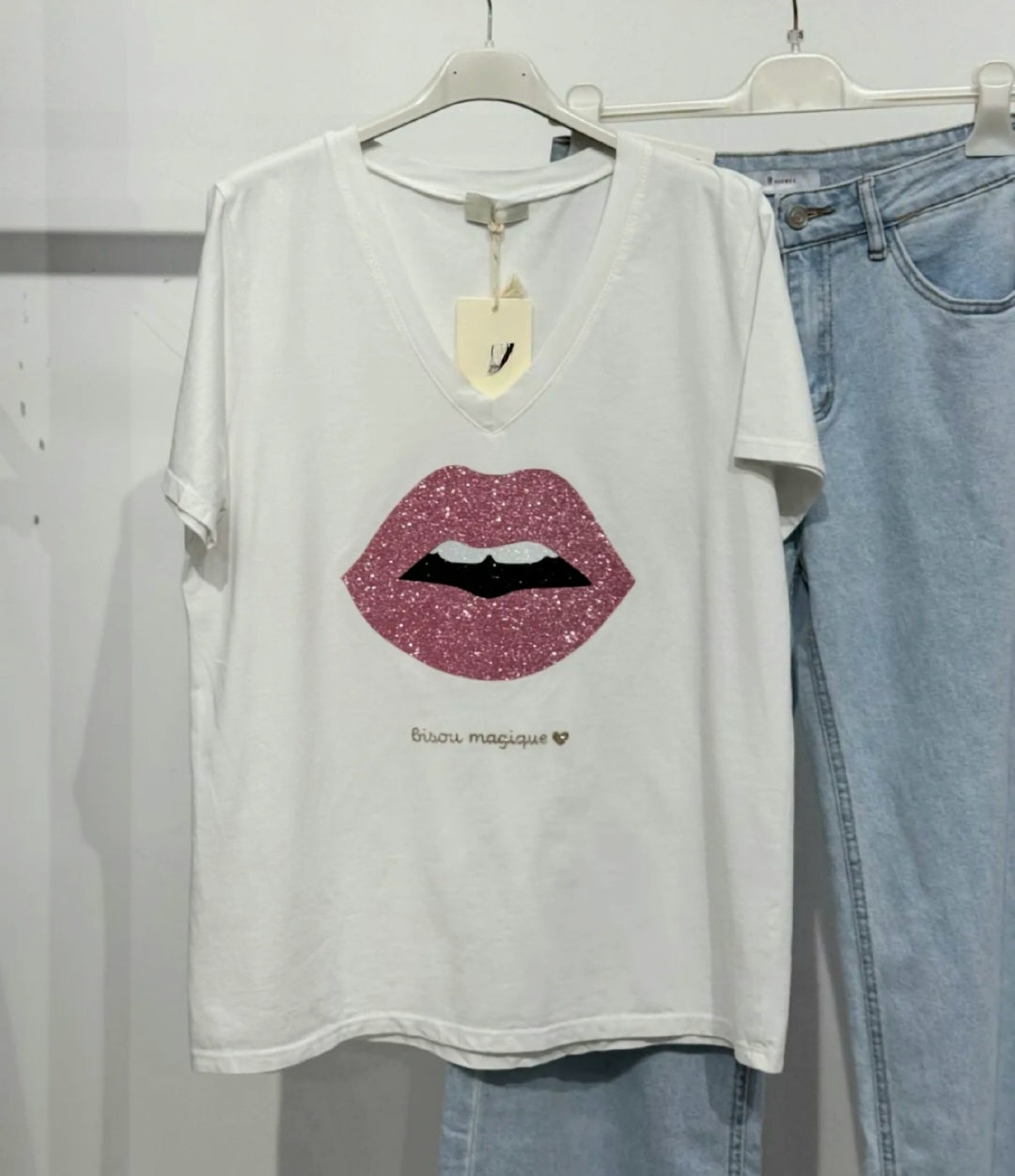 T-Shirt ELEA, bouche et paillettes