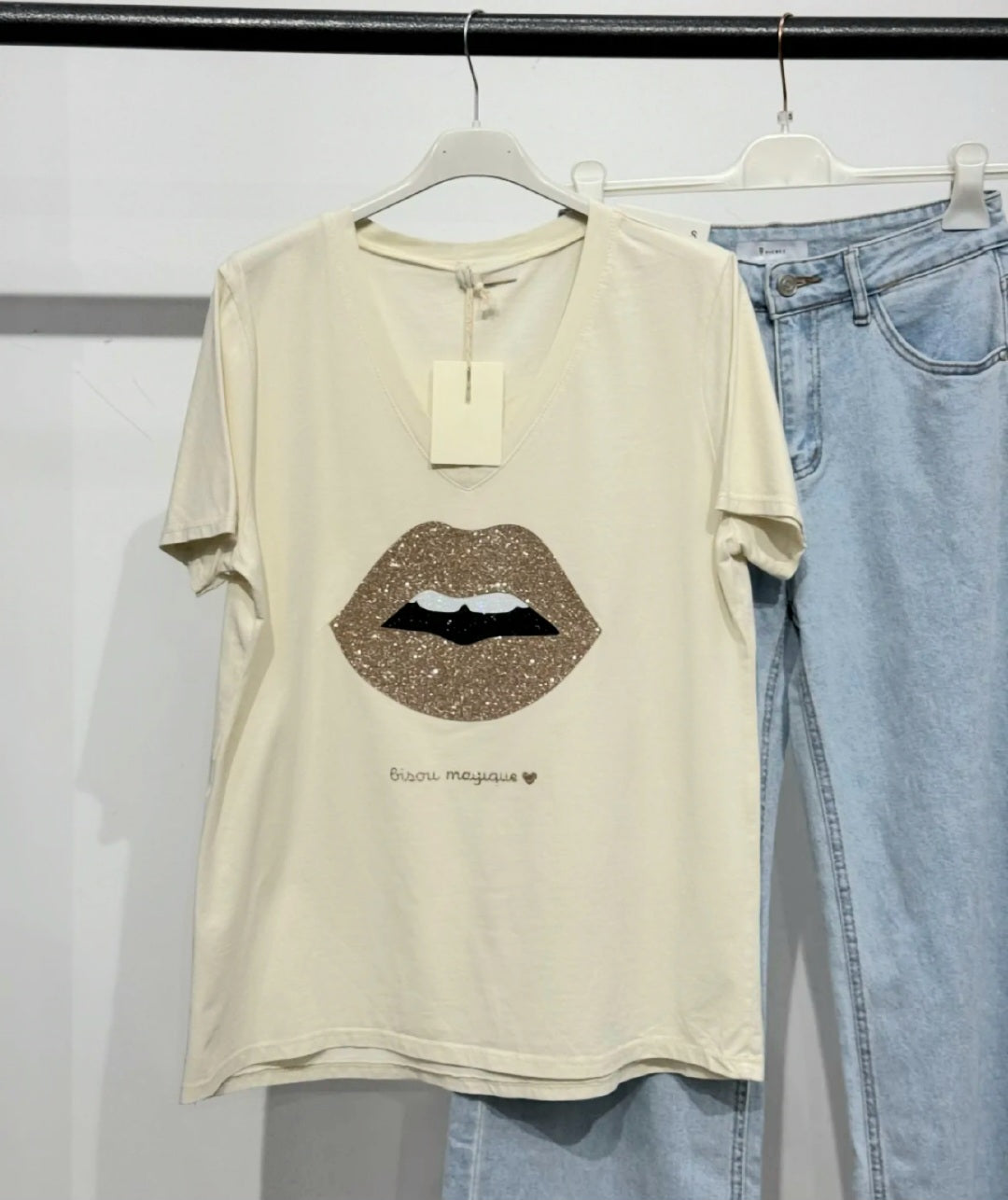 T-Shirt ELEA, bouche et paillettes