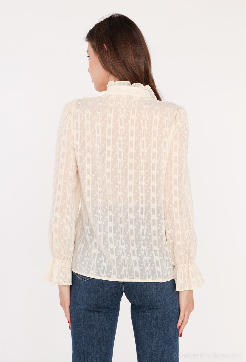 Chemise TANIA à volants et dentelle