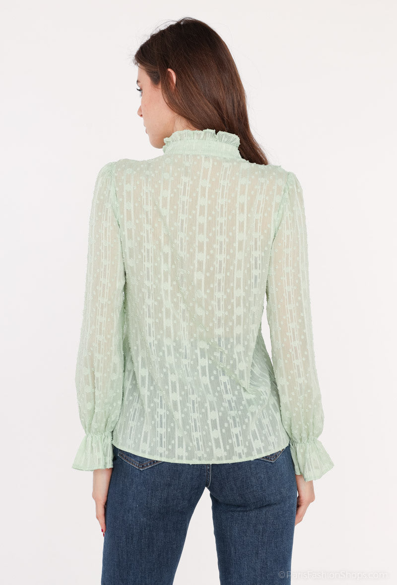 Chemise TANIA à volants et dentelle