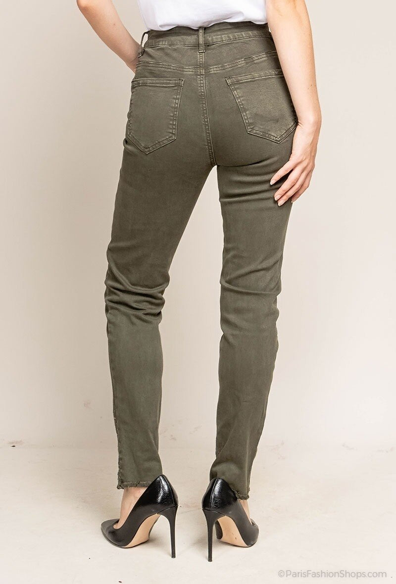 Jeans ROXO Brodé à strass, Taupe