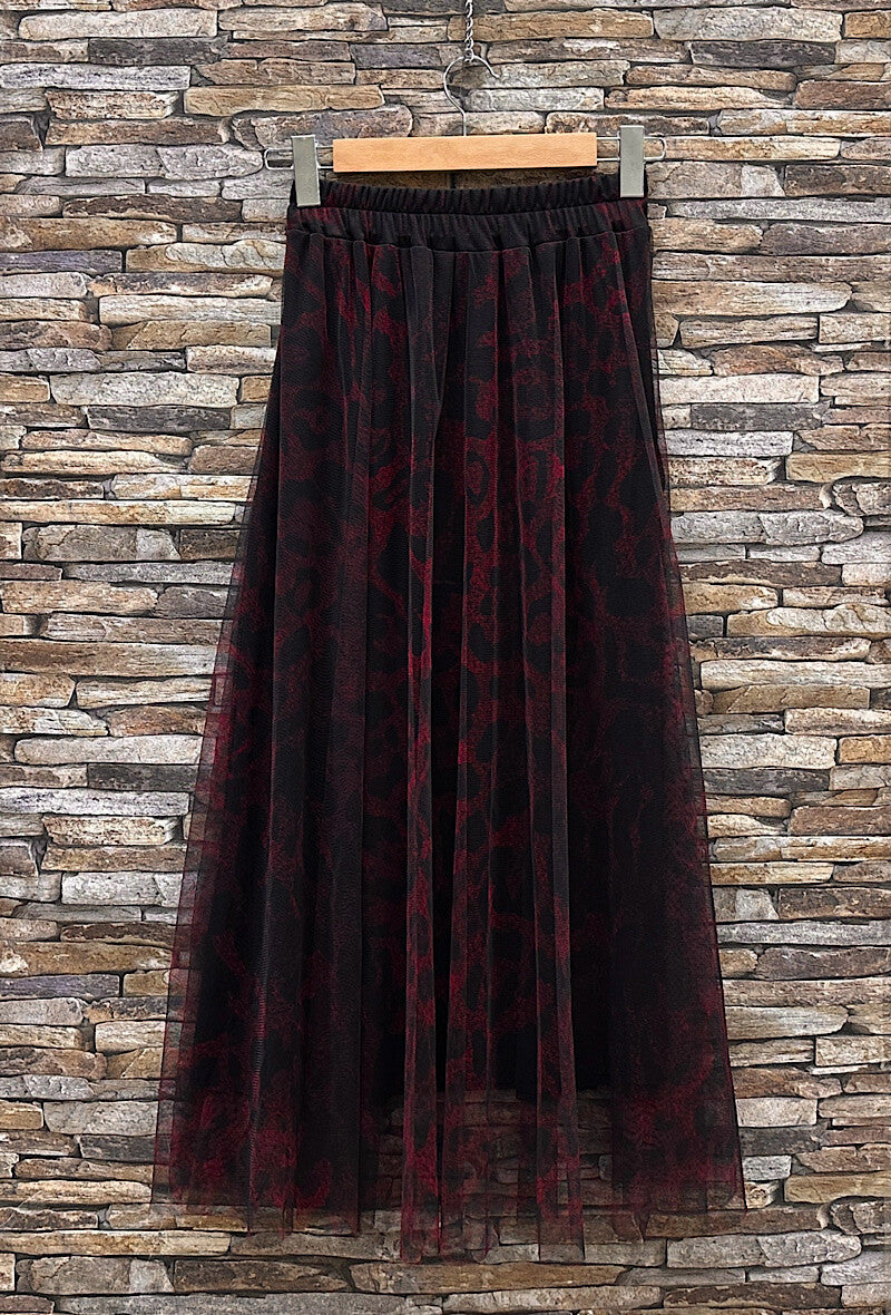Jupe MILA en tulle bordeaux