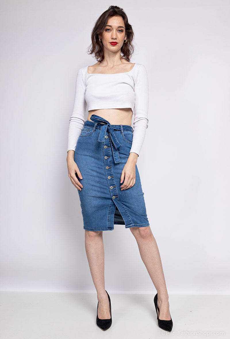 Jupe LIDIA boutonnée en jeans