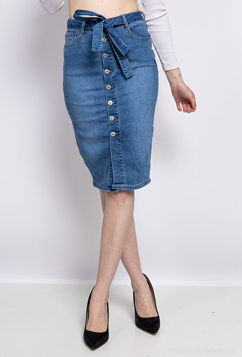 Jupe LIDIA boutonnée en jeans