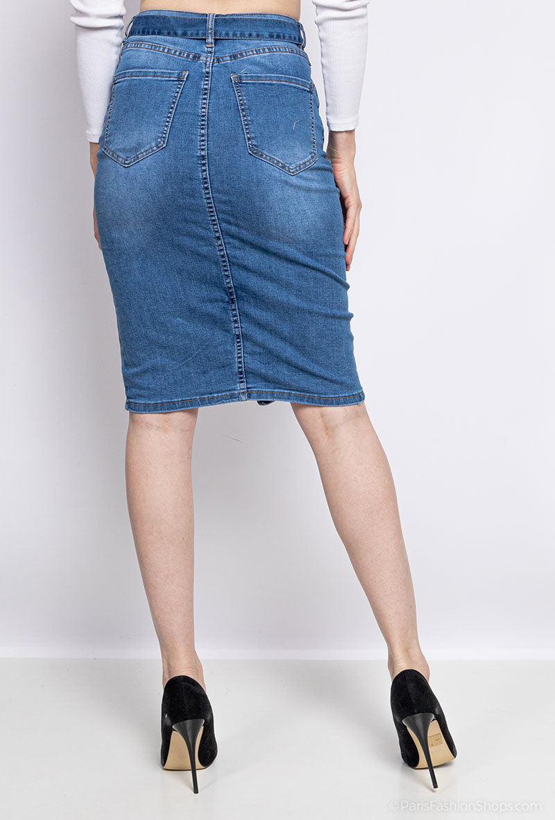 Jupe LIDIA boutonnée en jeans