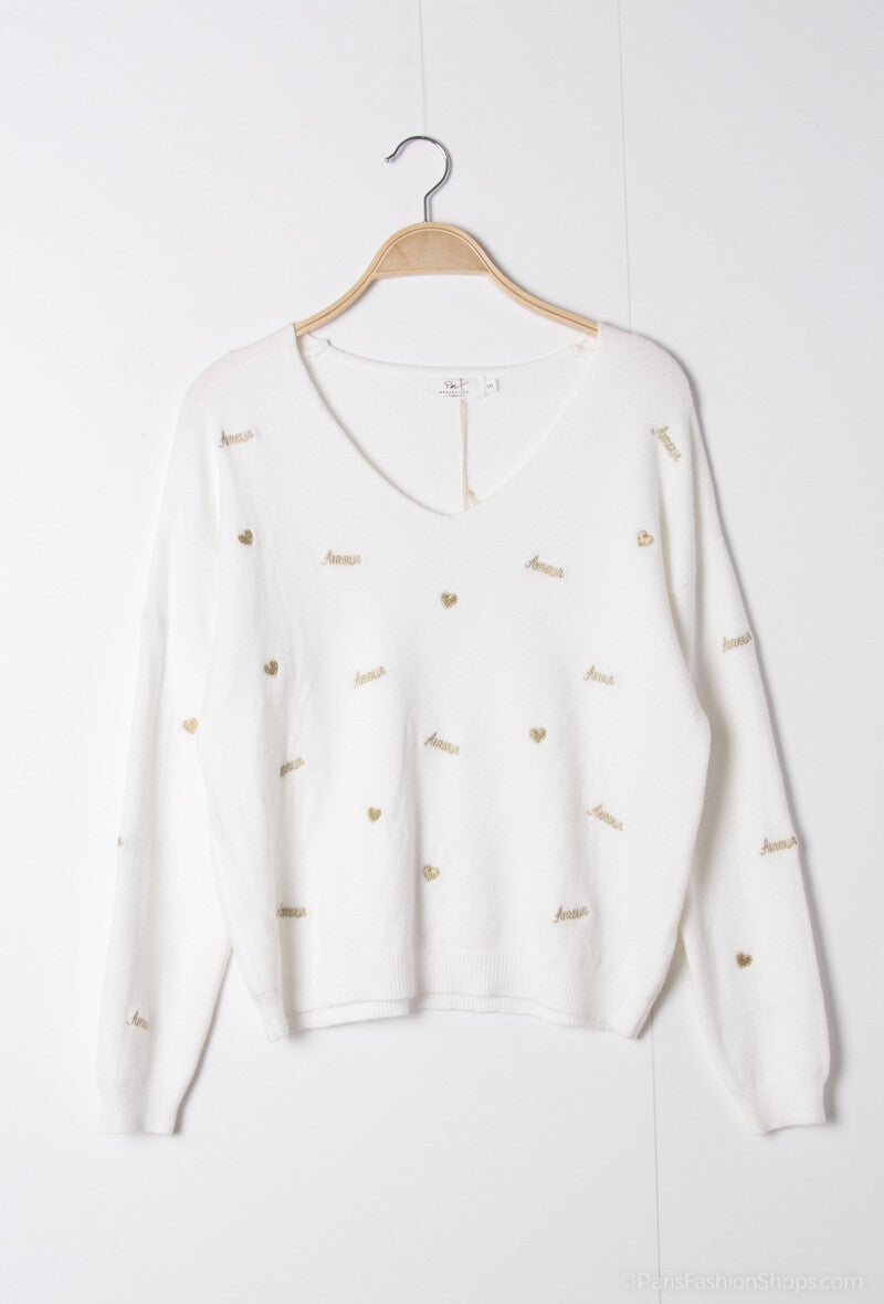 Pull CHIPIE "Maman" en maille avec broderie