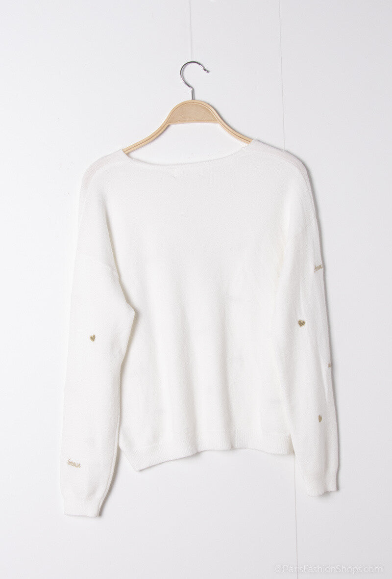 Pull CHIPIE "Maman" en maille avec broderie