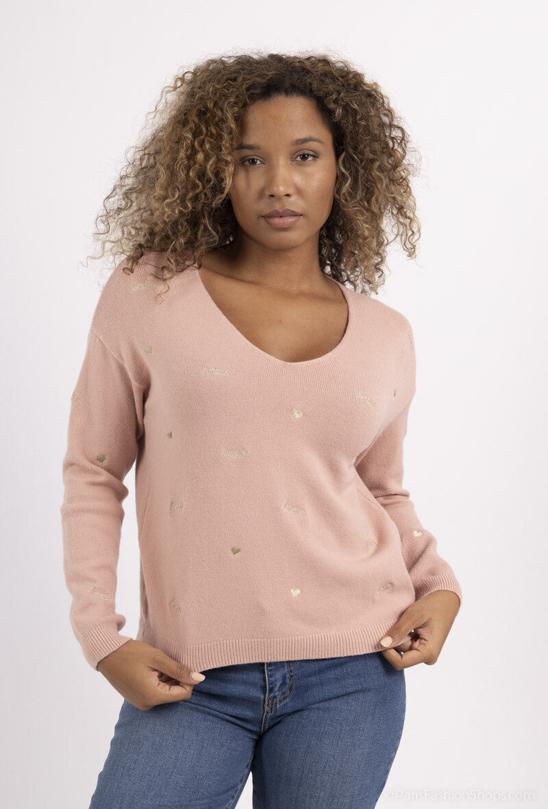 Pull CHIPIE "Maman" en maille avec broderie