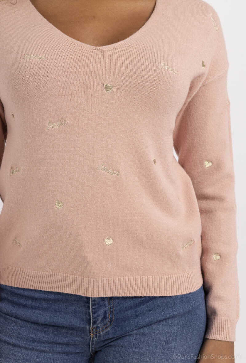 Pull CHIPIE "Maman" en maille avec broderie