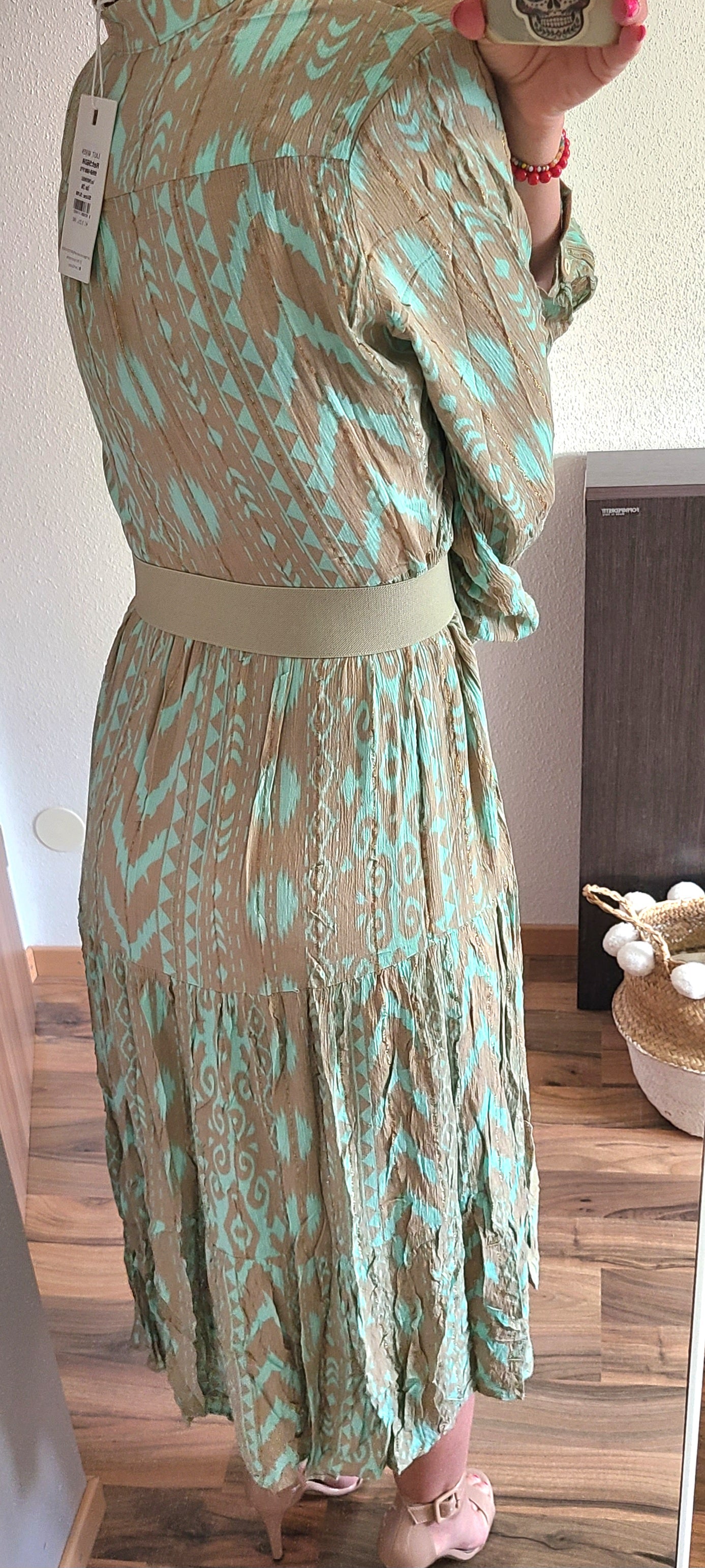 Robe PASCALINE longue coupe évasée, vert d´eau
