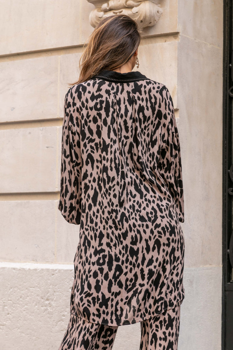 Robe chemise courte – Imprimé léopard - Modèle MISY