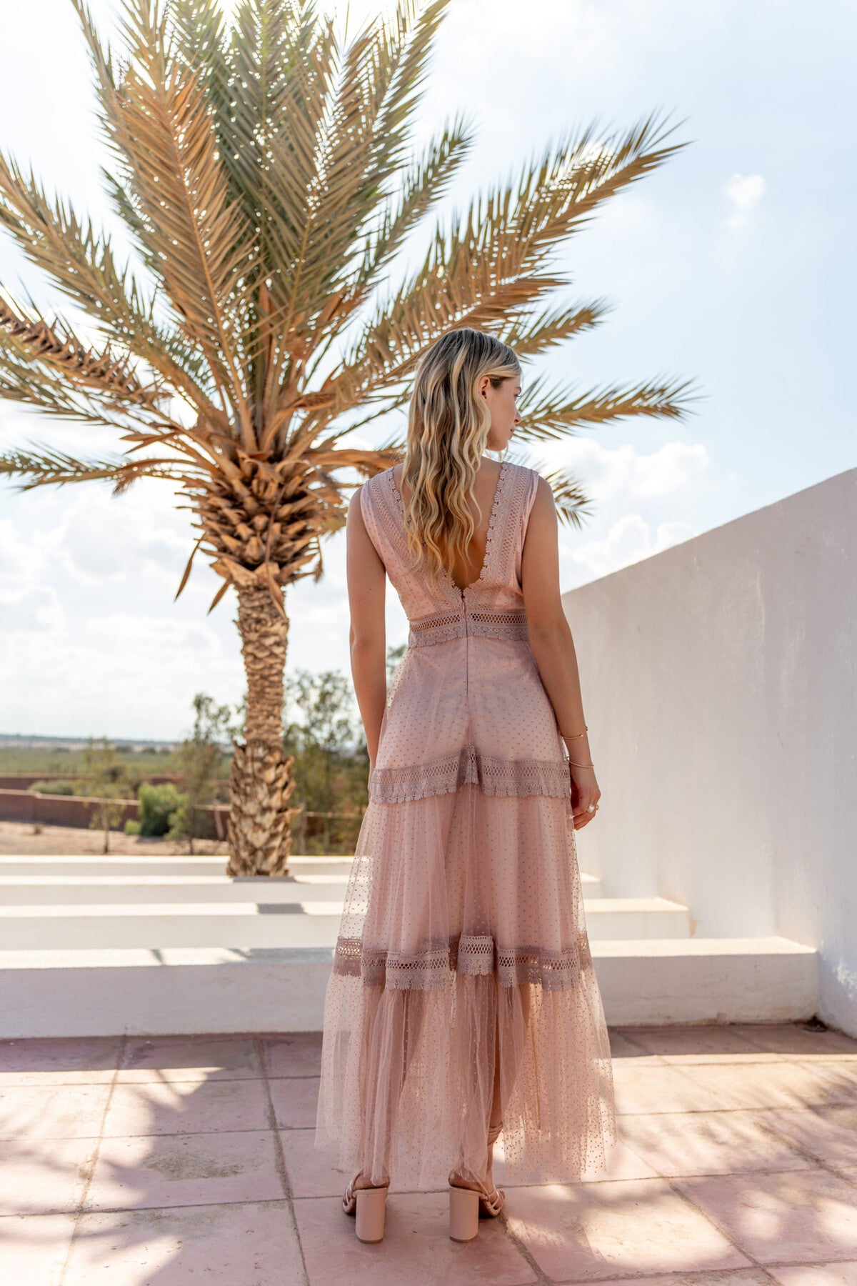 Robe longue LUCIE en tulle plumetis, Cérémonies ou occasions
