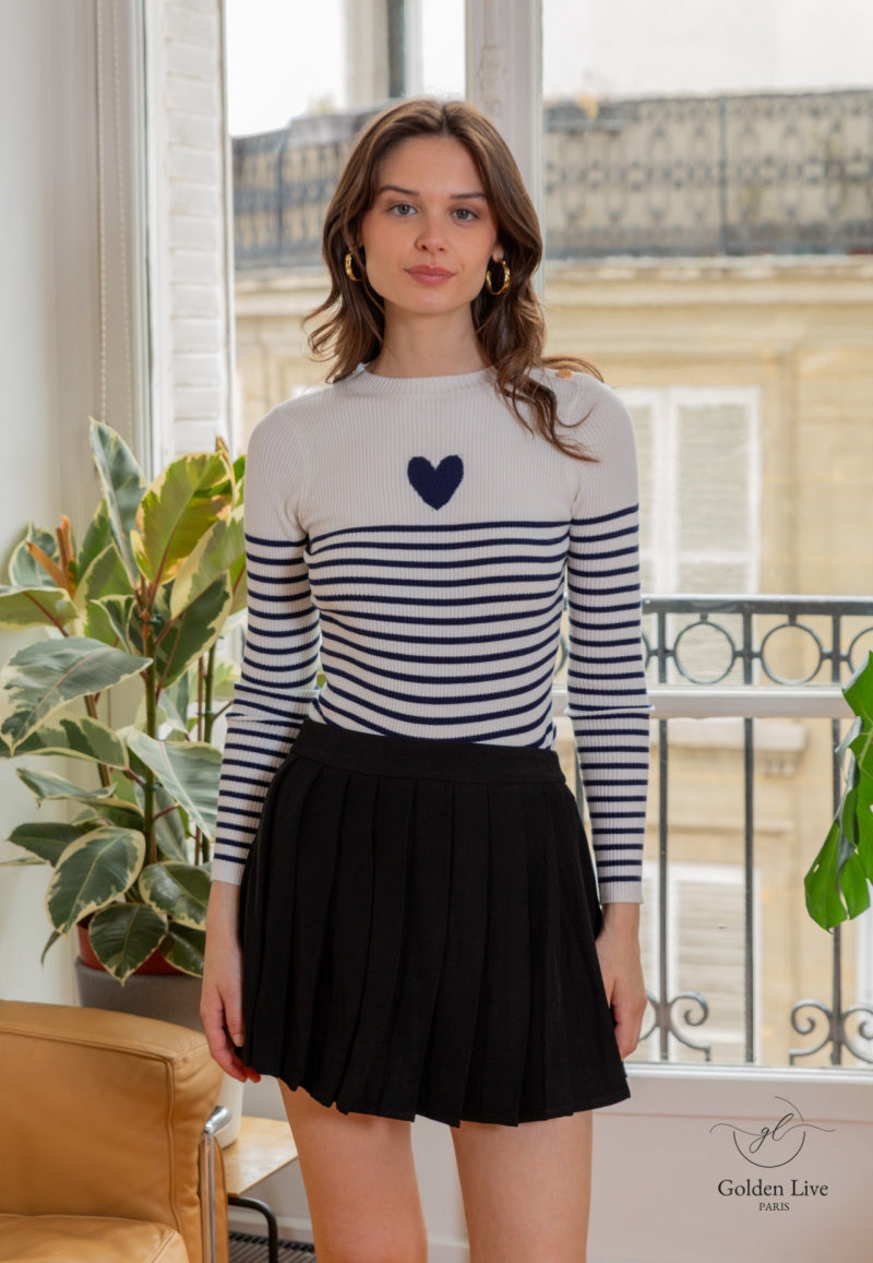 Top JOA marinière en maille fine