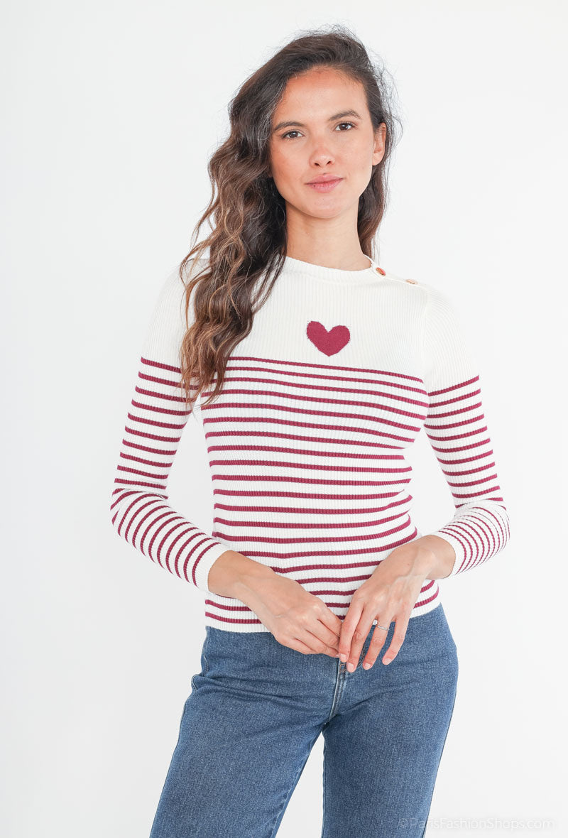 Top JOA marinière en maille fine