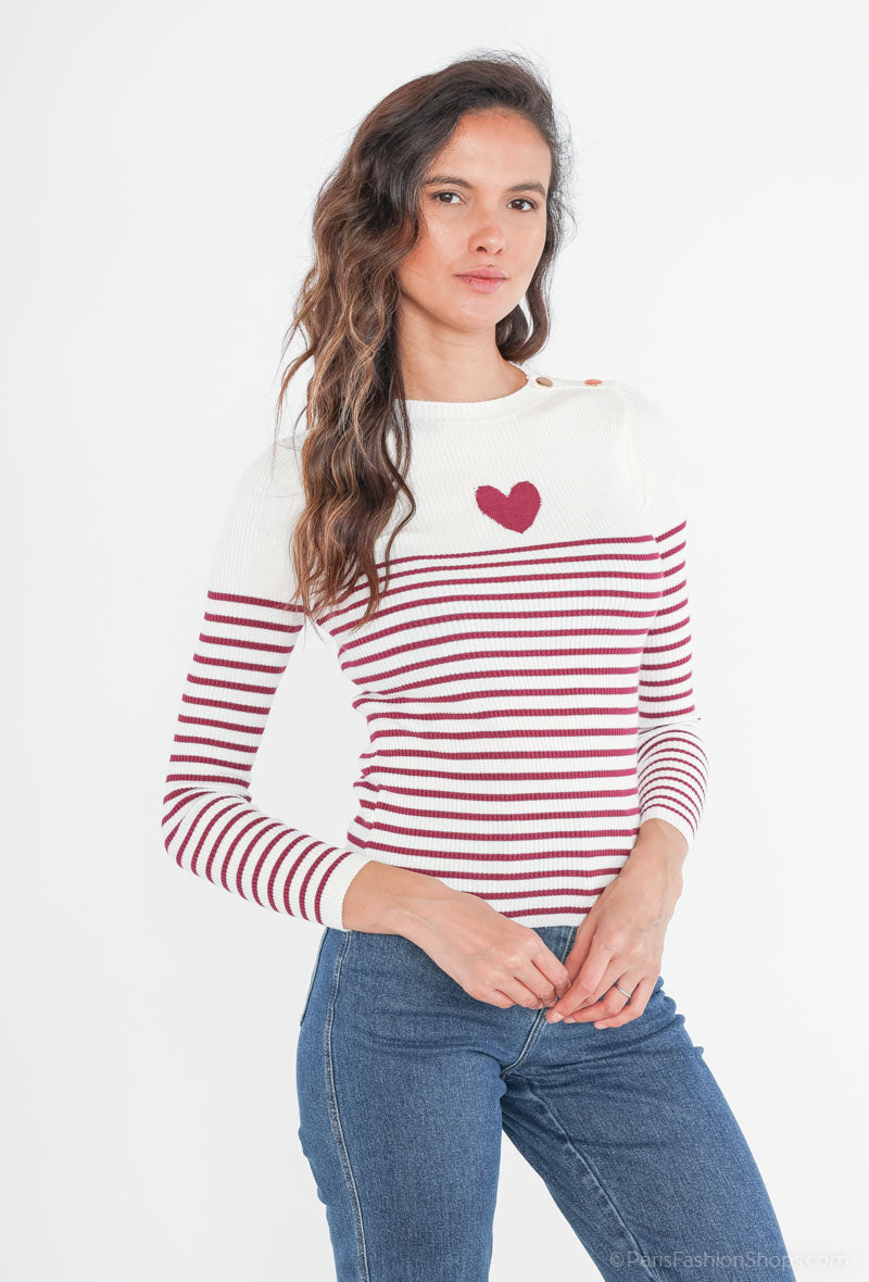 Top JOA marinière en maille fine