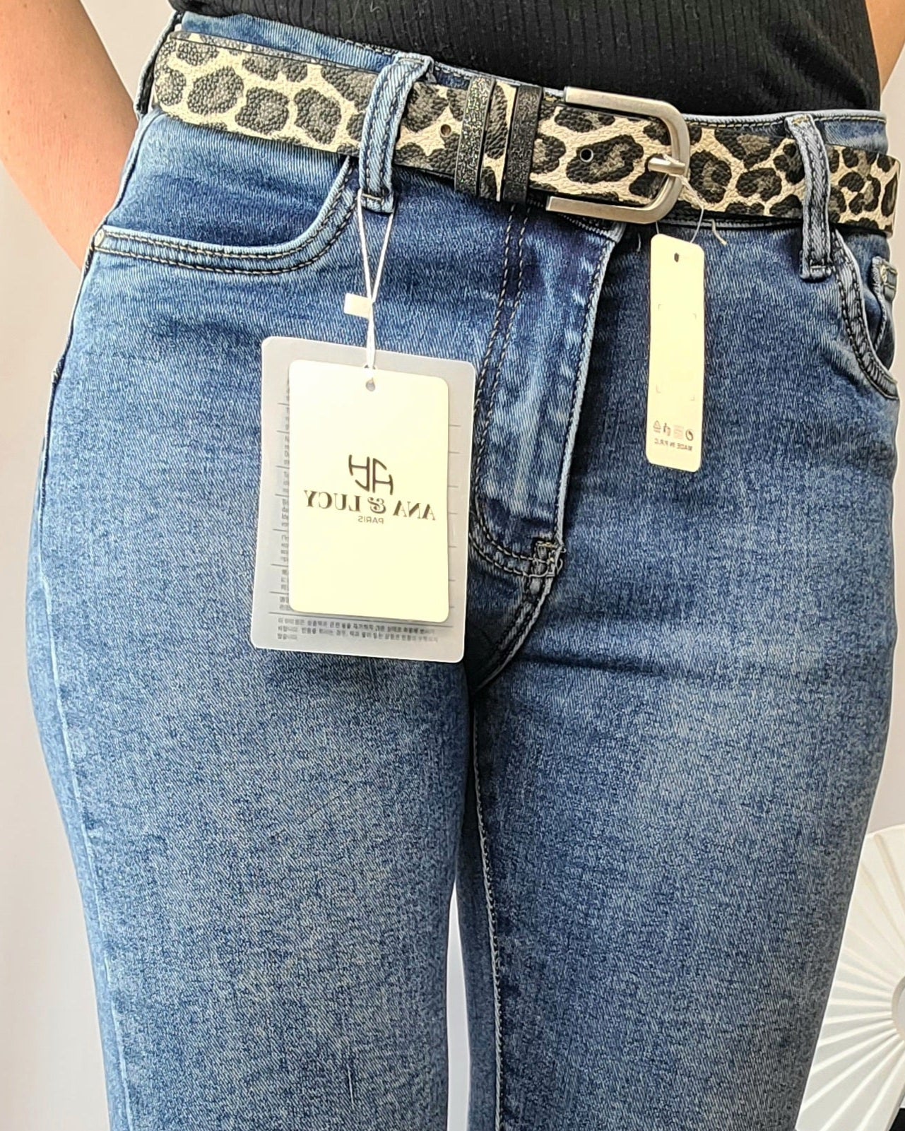 Ceinture LIFE léopard avec triples passants pailletés