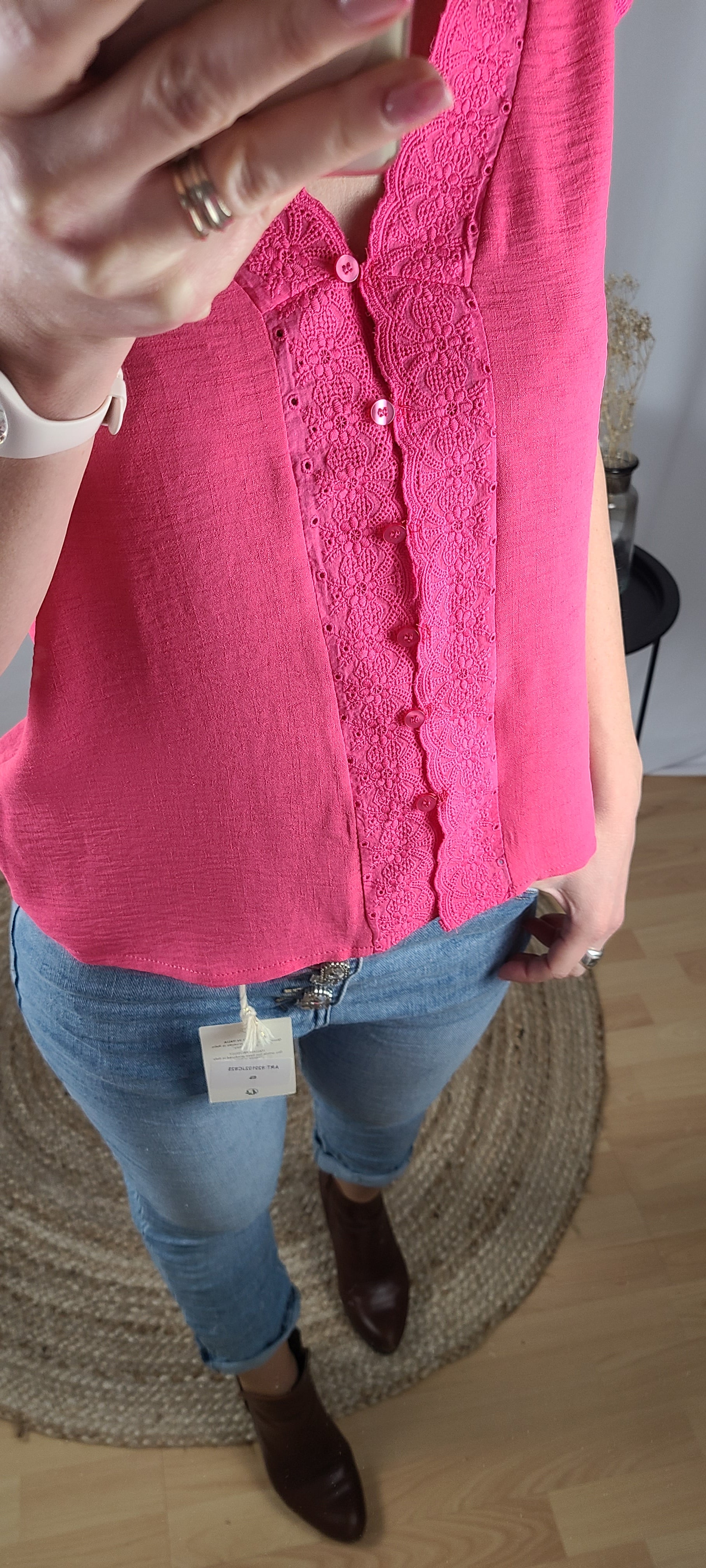 Top THAIS réversible en gaze de coton - Dentelle