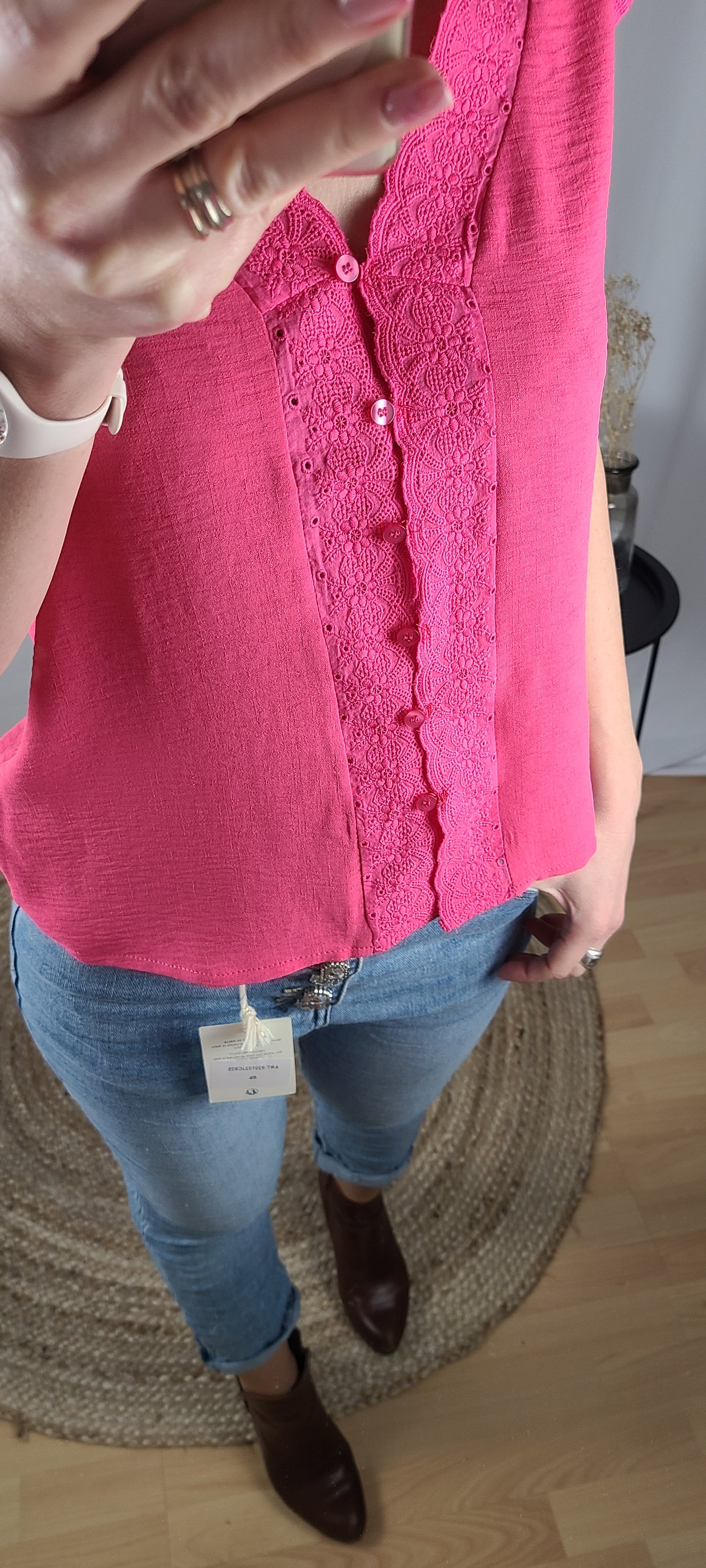 Top THAIS réversible en gaze de coton - Dentelle