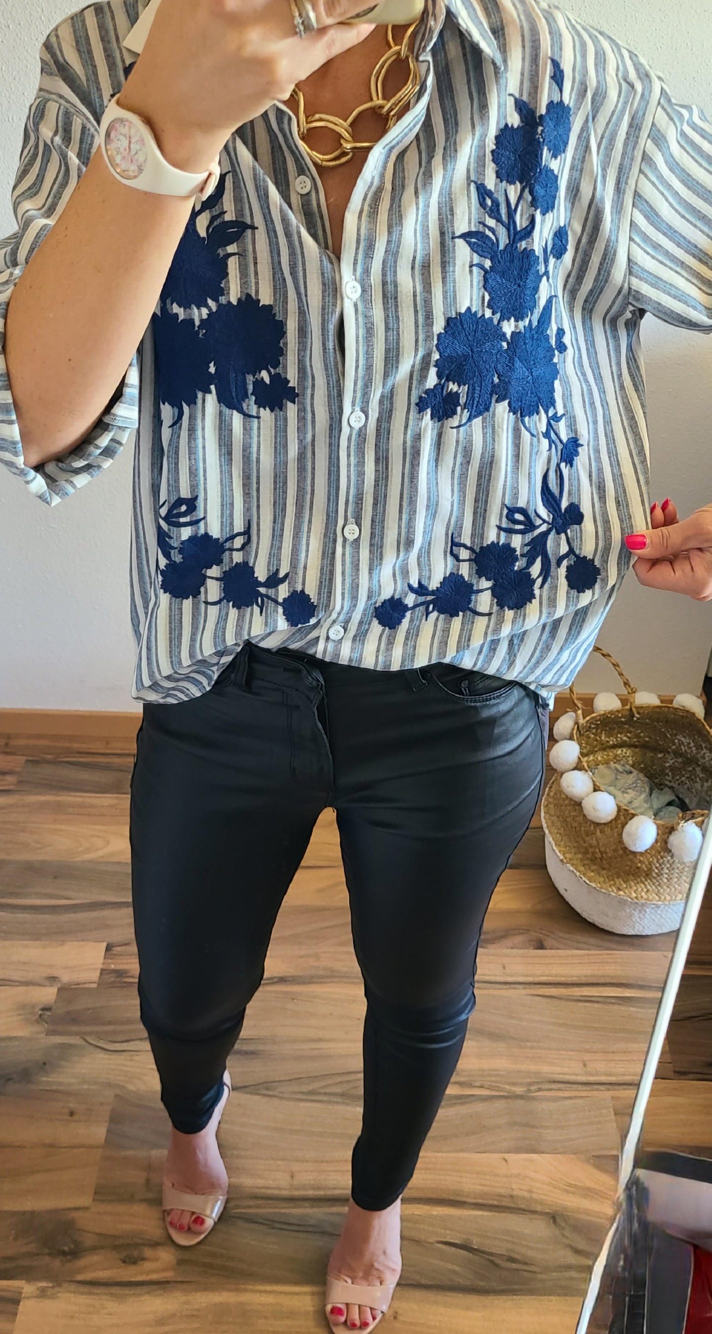 Chemise MOON rayée brodée, Oversize