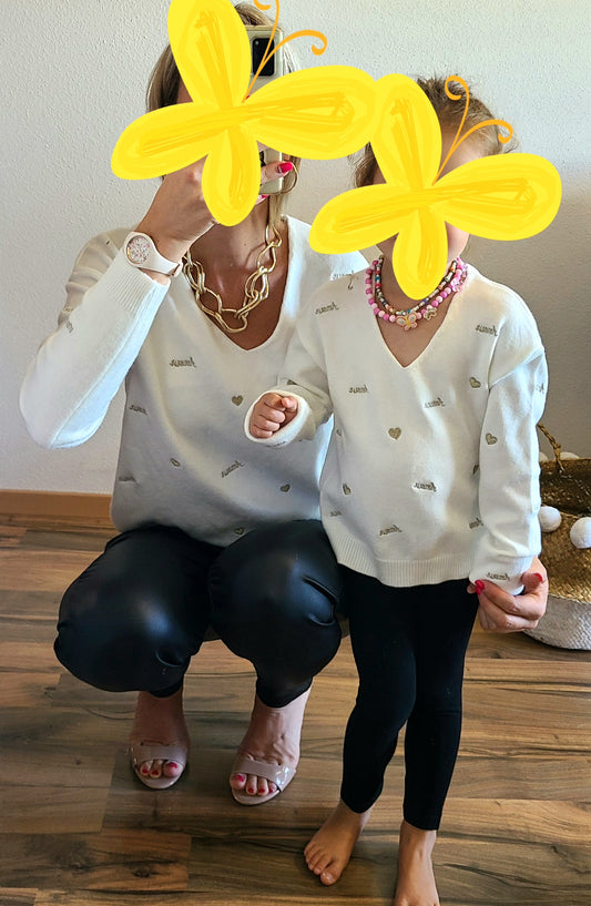 Pull CHIPIE "Maman" en maille avec broderie