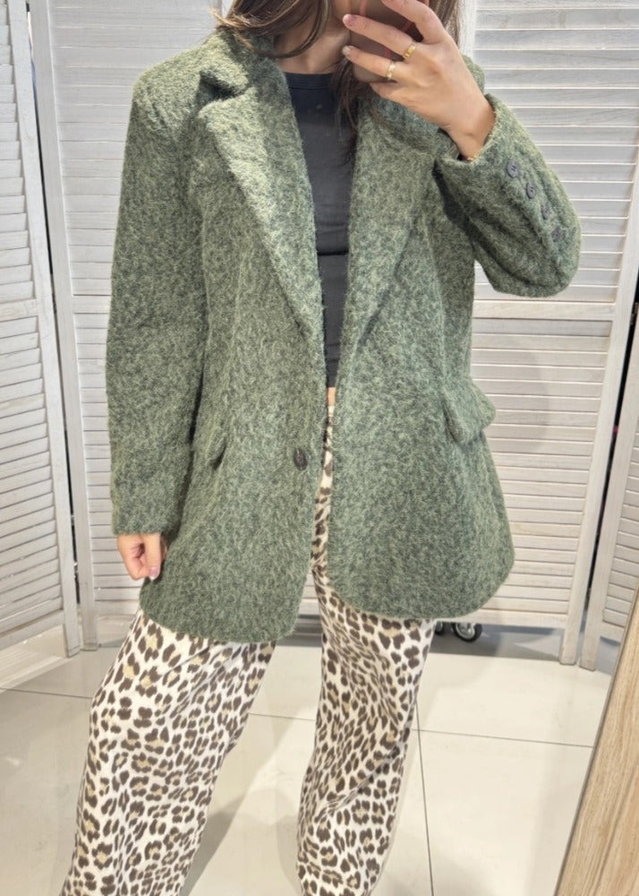 Blazer EMMA effet tissu brossé – Vert bouteille