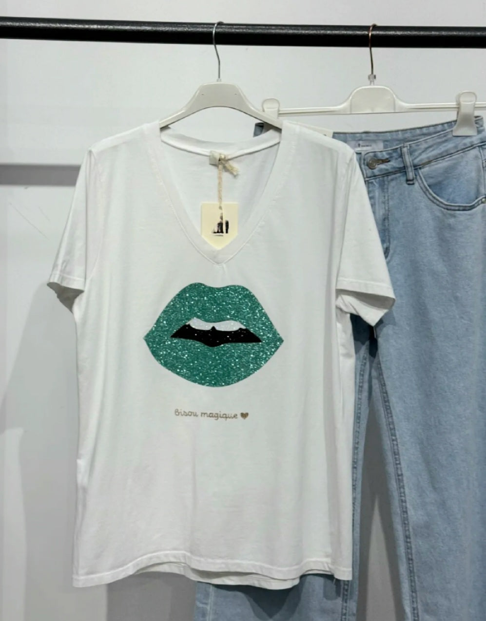 T-Shirt ELEA, bouche et paillettes