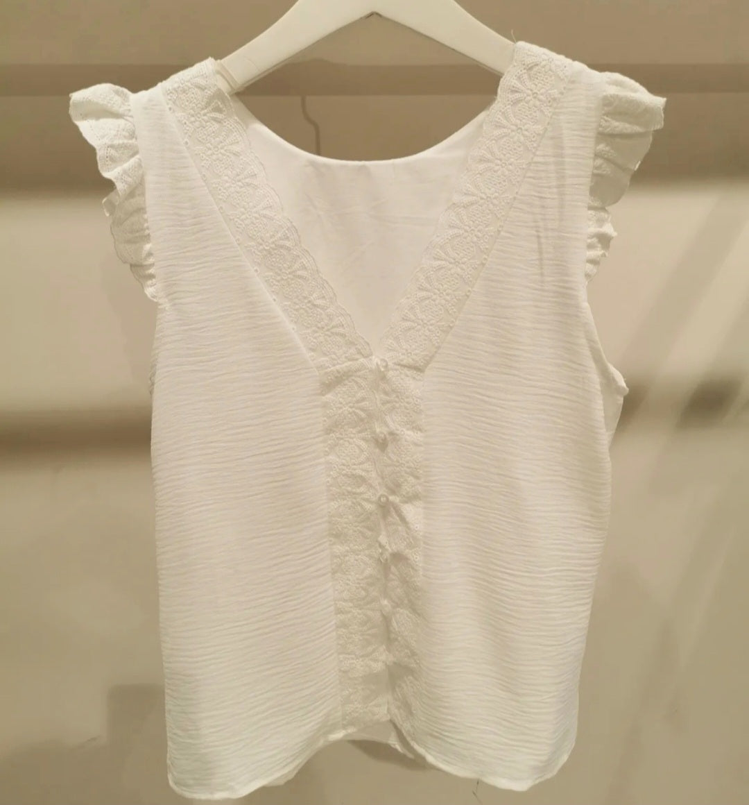 Top THAIS réversible en gaze de coton - Dentelle