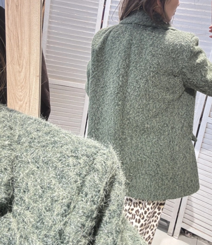 Blazer EMMA effet tissu brossé – Vert bouteille