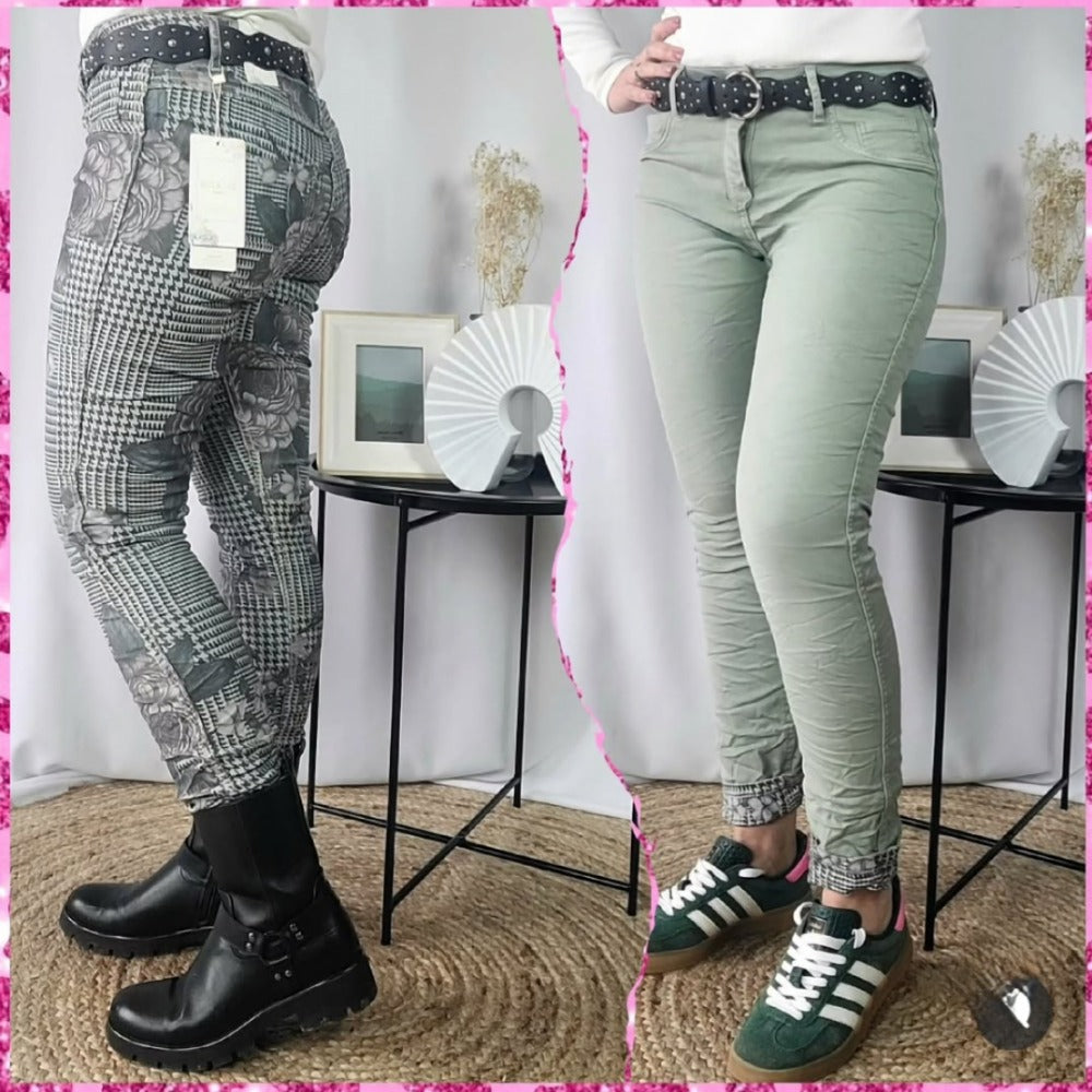 Pantalon réversible – ZOE – Floral & Vert Sauge
